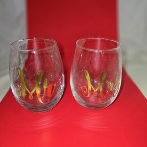 Mr and Mrs Stemless Wine Glasses